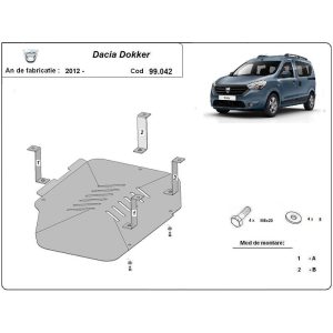 Steel Fuel Tank Skid Plate Dacia Dokker 2012-2022