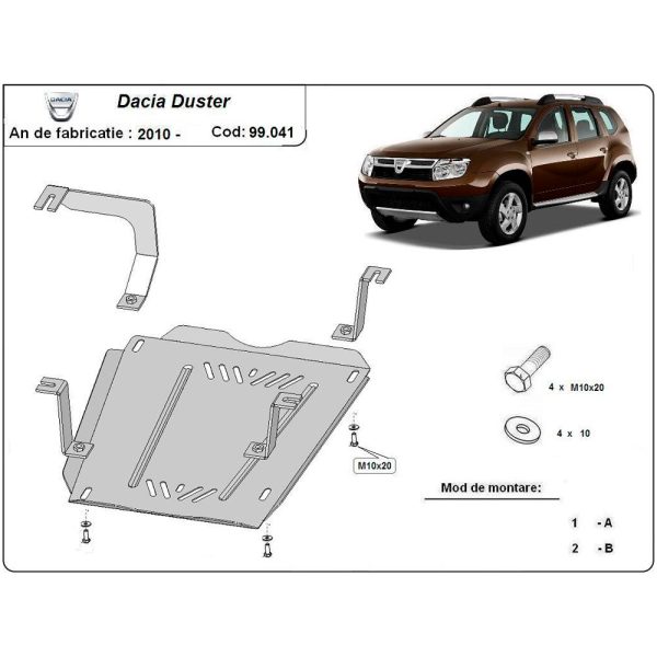 Steel Fuel Tank Skid Plate Dacia Duster 2010-2017