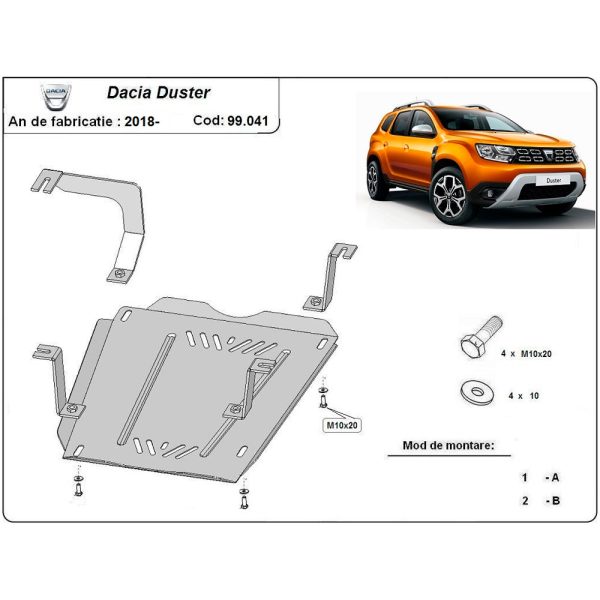 Steel Fuel Tank Skid Plate Dacia Duster 2018-2023