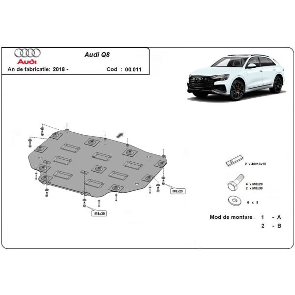 Steel Gearbox Skid Plate Audi Q8 2018-2020