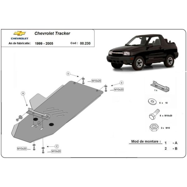 Steel Gearbox Skid Plate Chevrolet Tracker 1999-2005