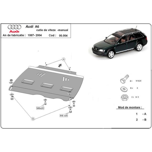 Steel Manual Gearbox Skid Plate Audi A6 1997-2004