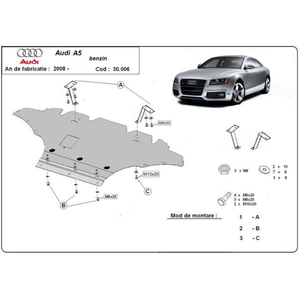 Steel Skid Plate Audi A5 Petrol 2008-2016