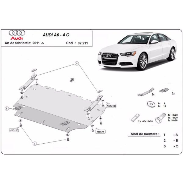 Steel Skid Plate Audi A6 2011-2018