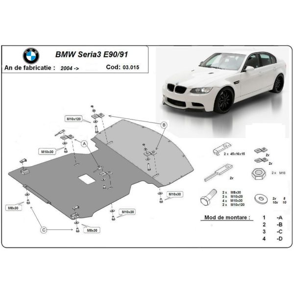 Steel-Skid-Plate-BMW-Seria-3-E90;E91-2004-2011