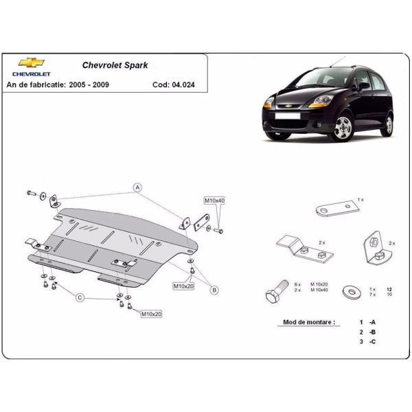 Steel Skid Plate Chevrolet Spark 2005-2009