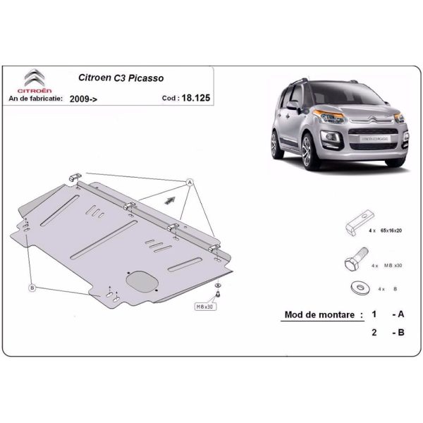 Steel Skid Plate Citroen C3 Picasso 2009-2020