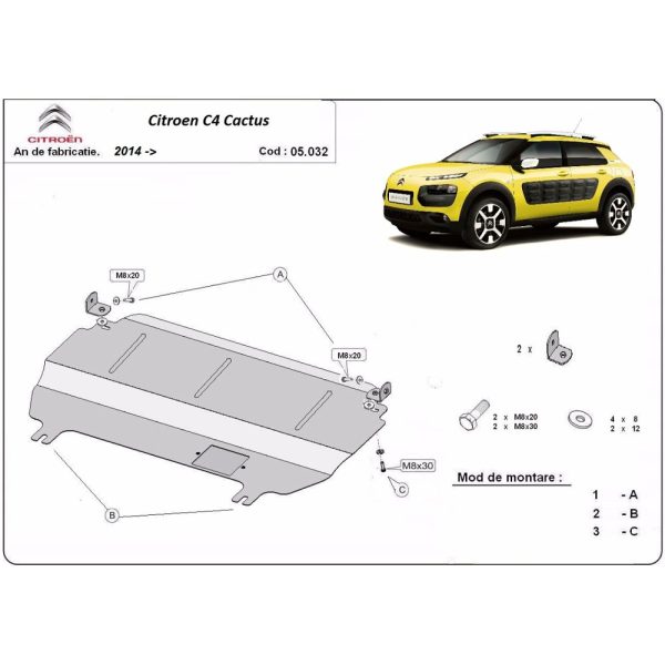 Steel Skid Plate Citroen C4 Cactus 2014-2022