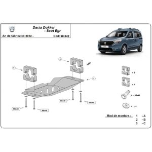 Steel Skid Plate Stop&Go System, Egr Dacia Dokker 2012-2022