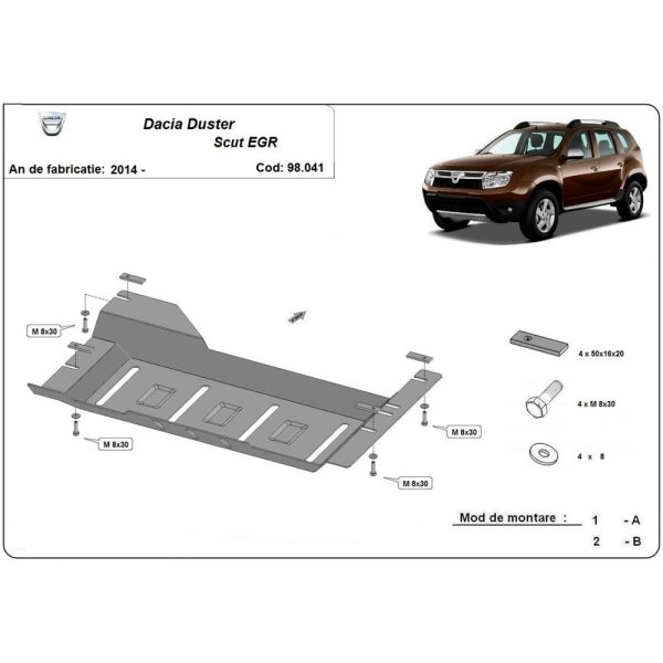 Steel Skid Plate Stop&Go System, Egr Dacia Duster 2014-2017