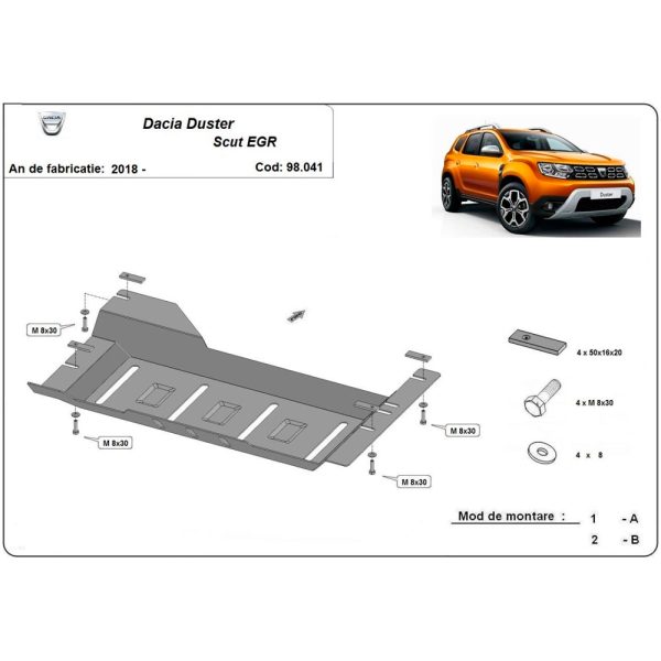 Steel Skid Plate Stop&Go System, Egr Dacia Duster 2018-2020
