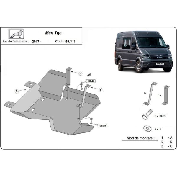 Steel AdBlue Skid Plate Man TGE 2017-2023