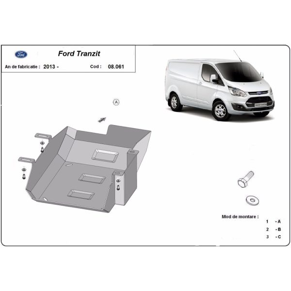 Steel AdBlue Tank Skid Plate Ford Transit Custom 2013-2019