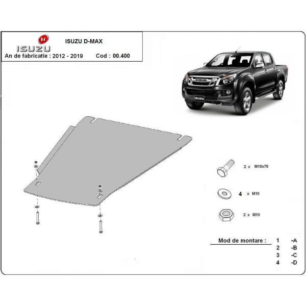 Steel Gearbox Skid Plate Isuzu D-Max 2012-2019