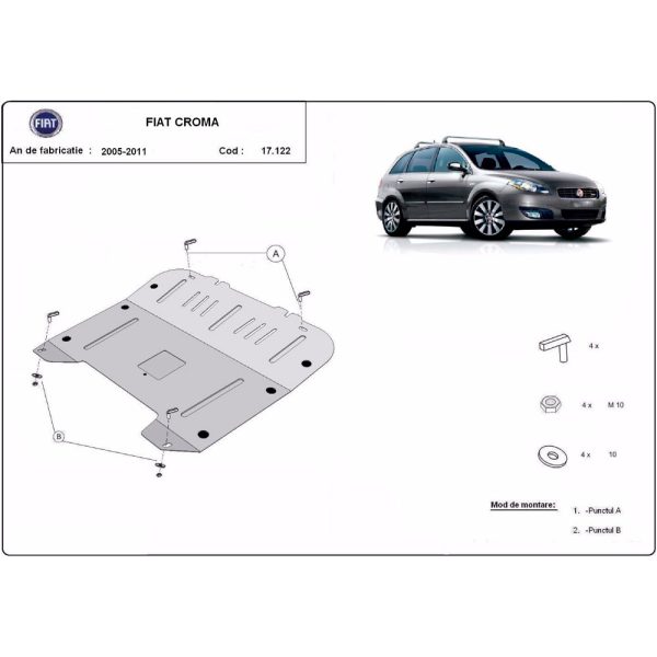 Steel Skid Plate, Engine And The Gearbox Fiat Croma 2005-2011