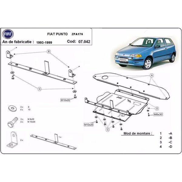 Steel Skid Plate Fiat Punto 1993-1999