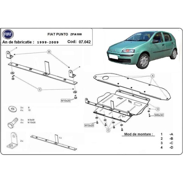 Steel Skid Plate Fiat Punto 1999-2009