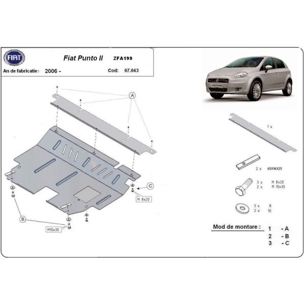 Steel Skid Plate Fiat Punto 2006-2018