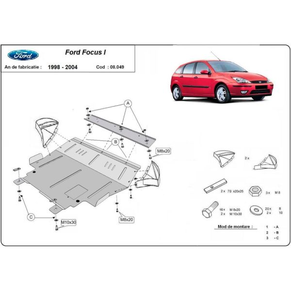 Steel Skid Plate Ford Focus 1 1998-2004