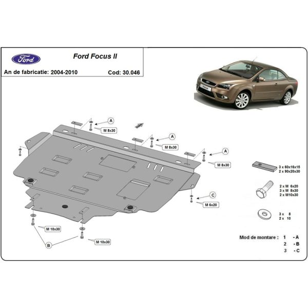 Steel Skid Plate Ford Focus 2 2004-2010