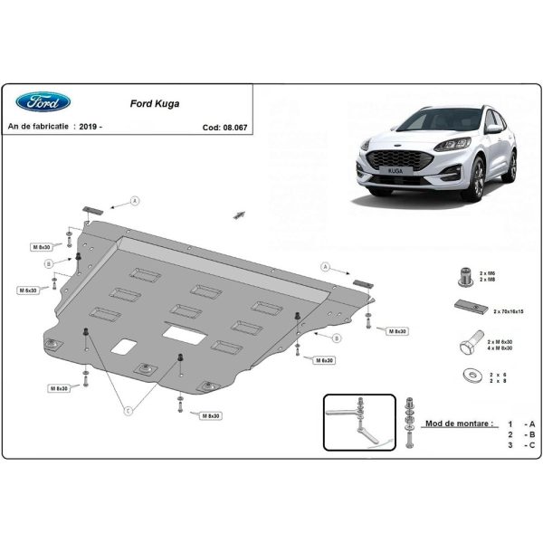 Steel Skid Plate Ford Kuga 2019-2023