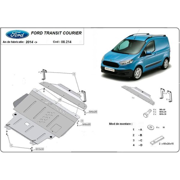 Steel Skid Plate Ford Transit Courier 2014-2023
