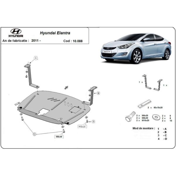 Steel Skid Plate Hyundai Elantra 2 2011-2016