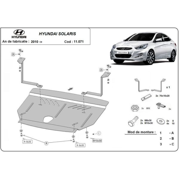Steel Skid Plate Hyundai Solaris 2010-2018