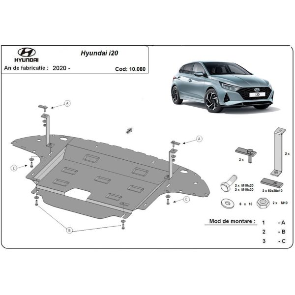 Steel Skid Plate Hyundai i20 2020-2023
