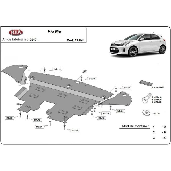 Steel Skid Plate Kia Rio 4 2017-2023