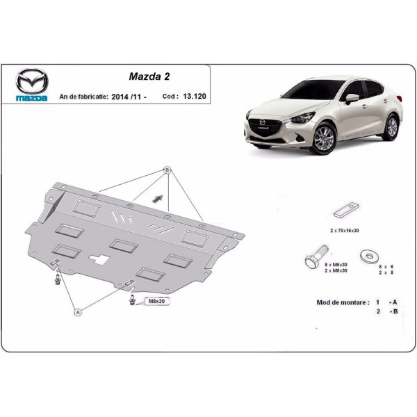 Steel Skid Plate Mazda 2 2014-2023