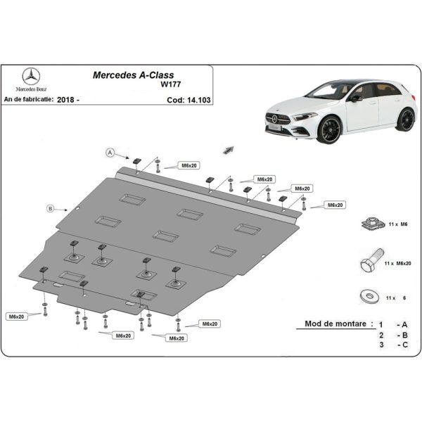 Steel Skid Plate Mercedes A-Classe W177 2018-2023