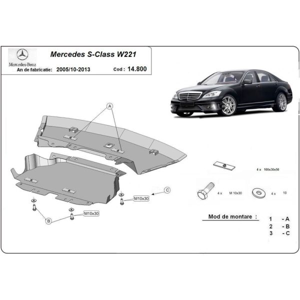 Steel Skid Plate Mercedes S-Classe W221 4x2 2005-2013