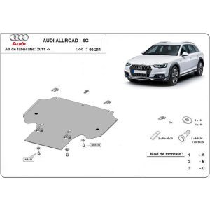 Steel Gearbox Skid Plate Audi Allroad A6 2011-2018