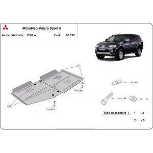 Steel Gearbox Skid Plate Mitsubishi Pajero Sport 2 2008-2016