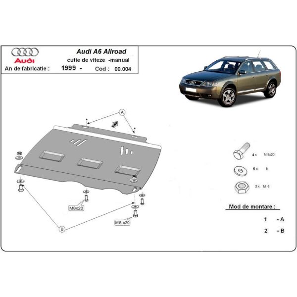 Steel Manual Gearbox Skid Plate Audi Allroad A6 2000-2005