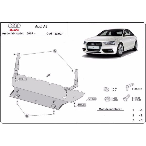 Steel Skid Plate Audi Allroad A4 B9 2015-2023