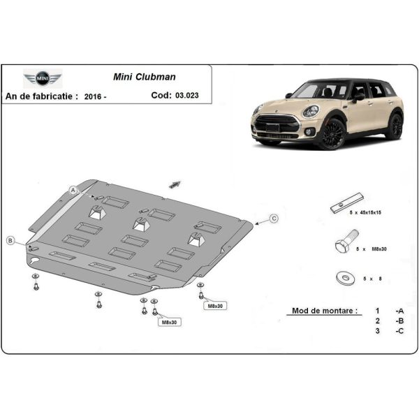 Steel Skid Plate, Engine And The Gearbox Mini Clubman 2015-2023