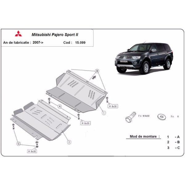 Steel Skid Plate, Engine And The Radiator Mitsubishi Pajero Sport 2 2008-2016