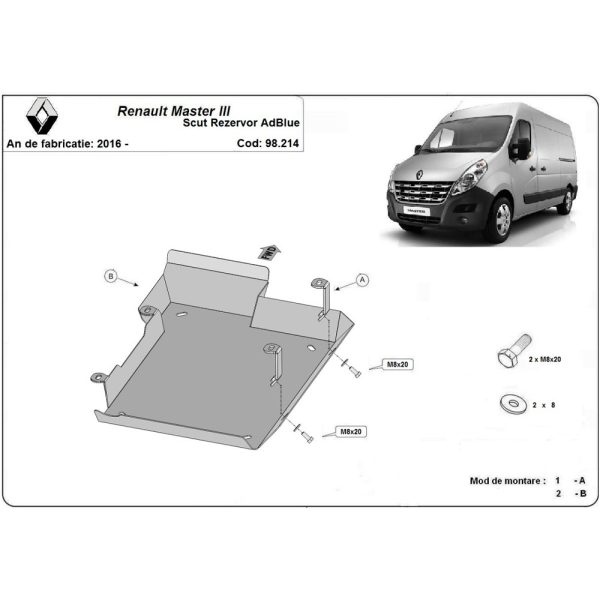 Steel AdBlue Tank Guard M2 Renault Master 3 2016-2021