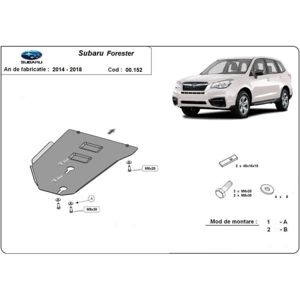 Steel Gearbox Skid Plate Subaru Forester 4 2014-2018