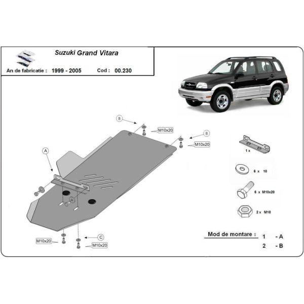 Steel Gearbox Skid Plate Suzuki Grand Vitara 1999-2005