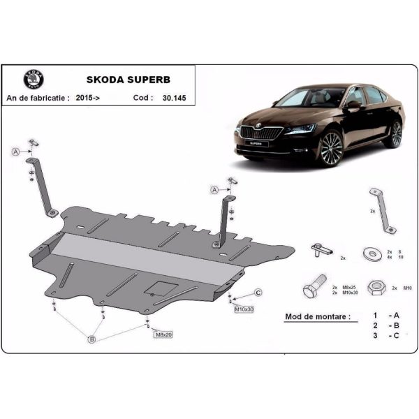 Steel Manual Gearbox Skid Plate Skoda Superb 2015-2023