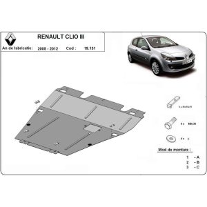Steel Skid Plate, Engine And The Gearbox Renault Clio 3 2005-2012