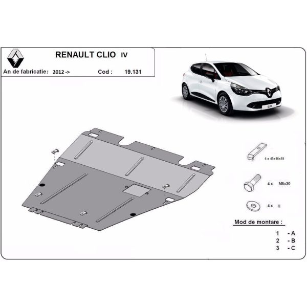 Steel Skid Plate, Engine And The Gearbox Renault Clio 4 2012-2019