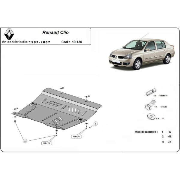 Steel Skid Plate Renault Clio 2 1997-2007