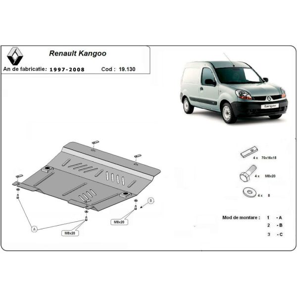 Steel Skid Plate Renault Kangoo 1997-2008
