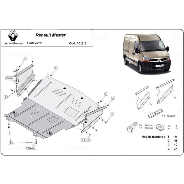 Steel Skid Plate Renault Master 2 1998-2010