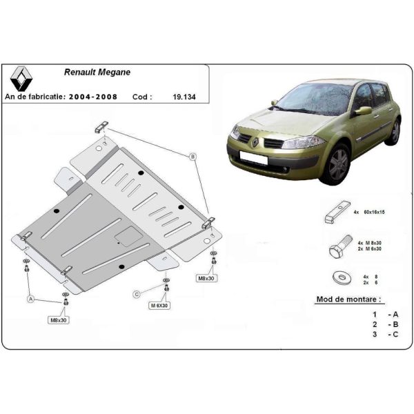 Steel Skid Plate Renault Megane 2 2004-2008