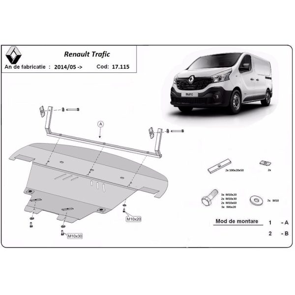 Steel Skid Plate Renault Trafic 2014-2021